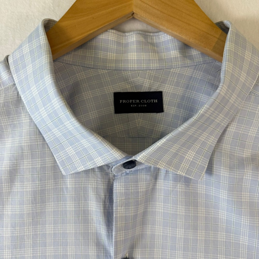 Proper Cloth Mens Light Blue Plaid Cotton Long Sleeve Button Down Shirt 19.5 3X